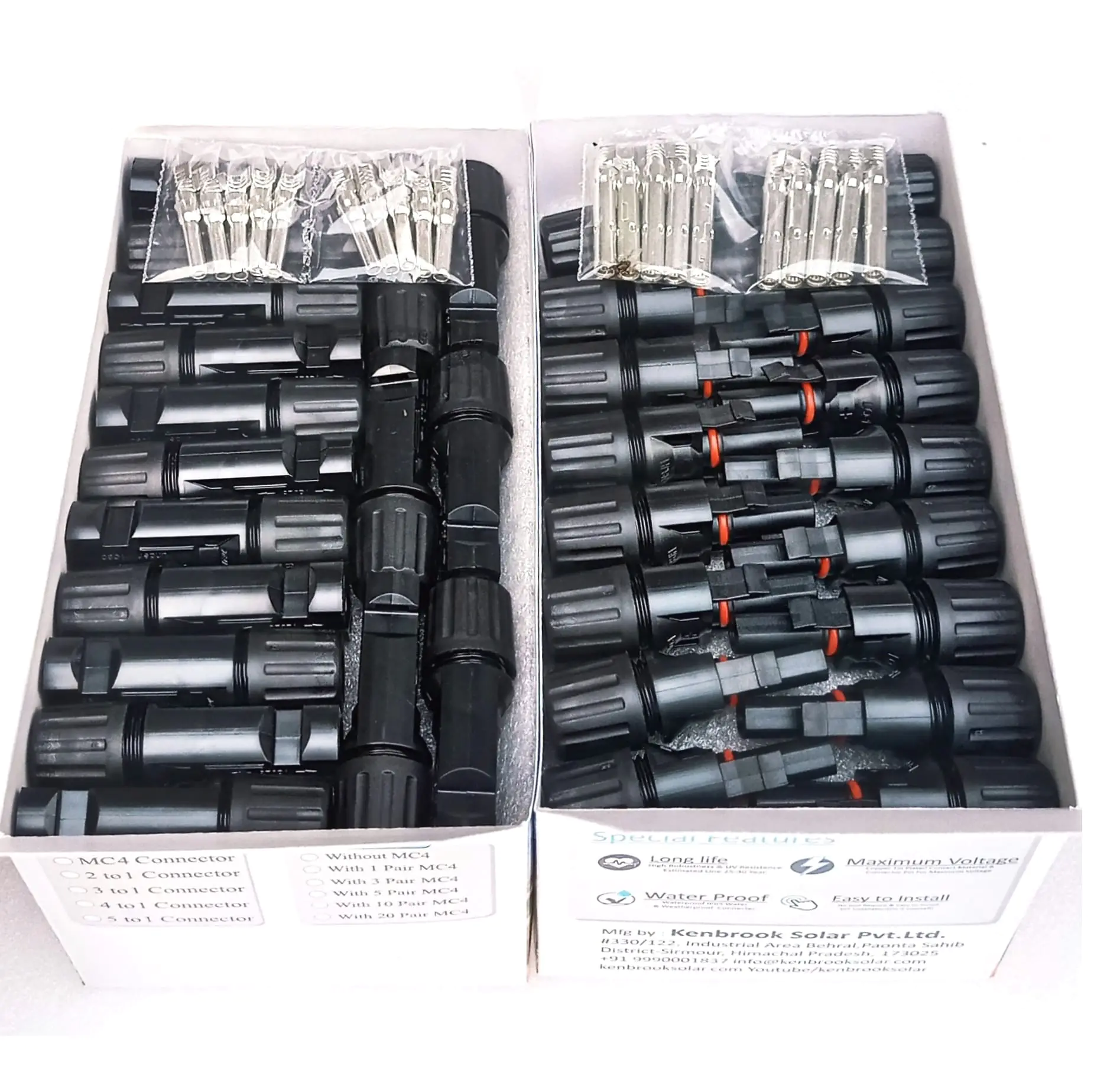 Kenbrook Solar MC4 Solar Connector for Solar Panel Connection (Set of 50 Pairs)